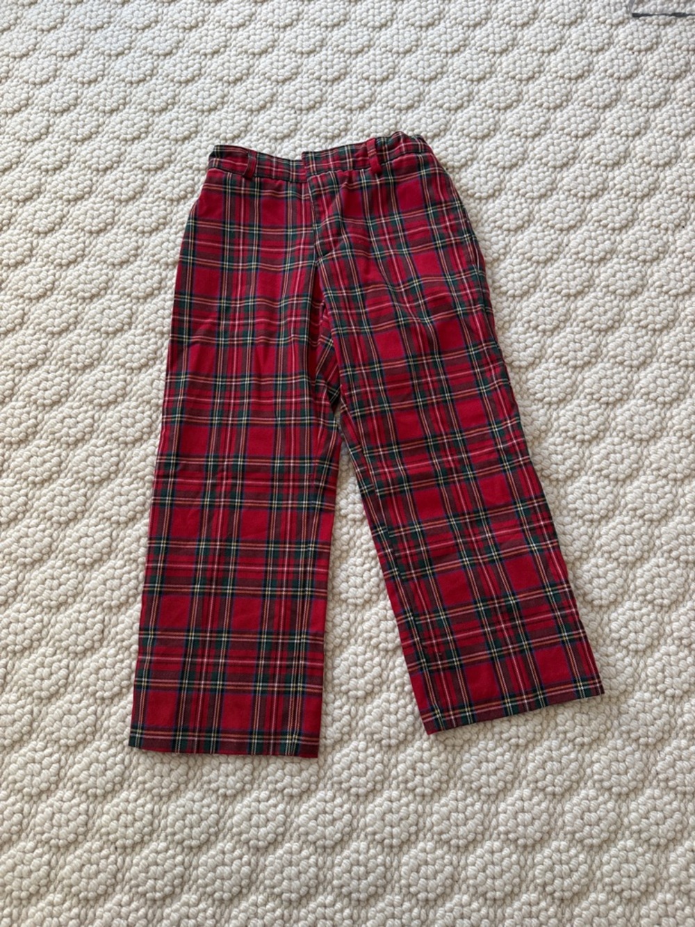 Boys Florence Eiseman Red Tartan Plaid Trim Pants